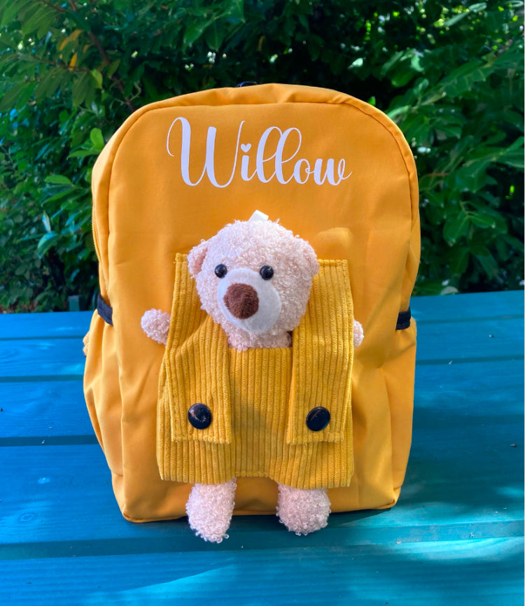 Personalised teddy backpack Personalised teddy backpack,toddler nursery rucksack,packpack with bear,back to school bag,school bag,nursery bag,childrens treat bag