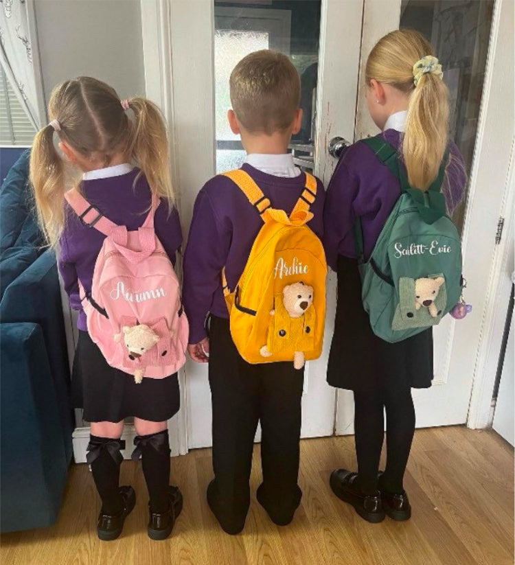 Personalised teddy backpack Personalised teddy backpack,toddler nursery rucksack,packpack with bear,back to school bag,school bag,nursery bag,childrens treat bag