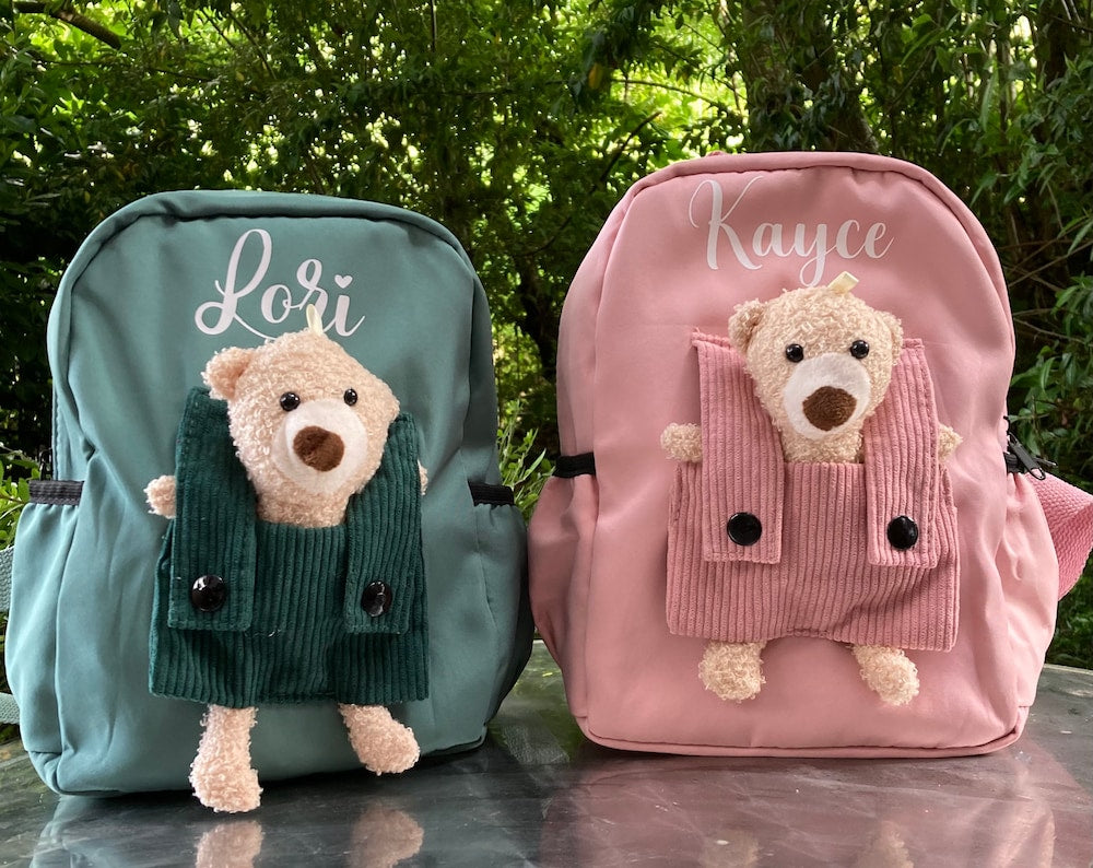 Personalised teddy backpack Personalised teddy backpack,toddler nursery rucksack,packpack with bear,back to school bag,school bag,nursery bag,childrens treat bag